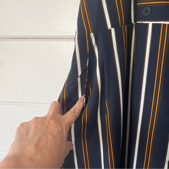 SONCY Jumpsuit Overall Blue/Orange Stripe Plus Size 2 Cross Strap Adjustable NWT - Picture 5 of 11